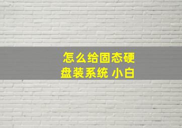 怎么给固态硬盘装系统 小白